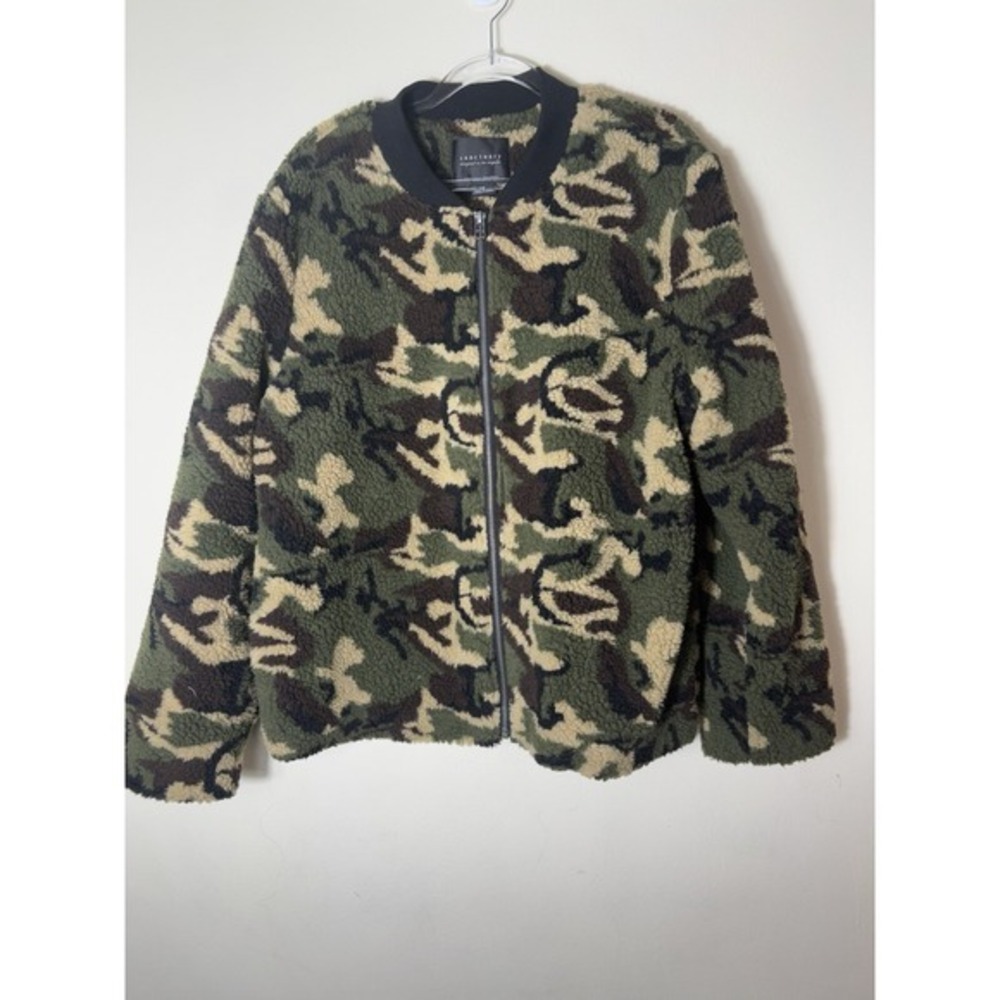 Sanctuary‎ Women's  Camouflage Teddy Bomber Jacket Sz XL Streetwear Grunge